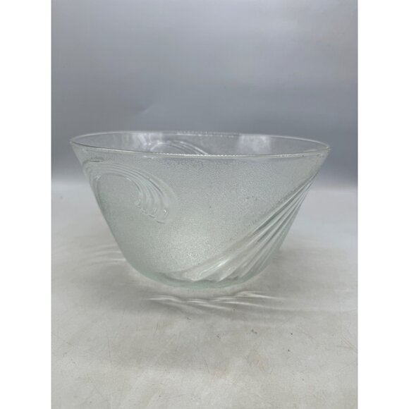 Vintage Clear Glass Punch Bowl serving Swirl Wave Pattern rough smooth 11" READ - Picture 5 of 7
